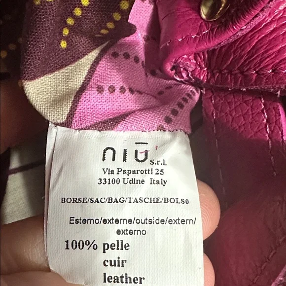 Excellent NIU‎ ITALIAN MADE TOTE BAG SOFT LEATHER SHOULDER STRAP COLOR FUCHIA